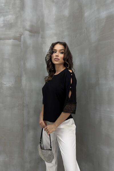 RB CLUB Γυναικεία μπλούζα με λεπτομέρεια δαντέλας