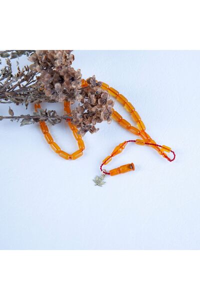 LapisDo Squeezed Amber Capsule Cut Wrist Length 4X8Mm Rosary - Light Yellow