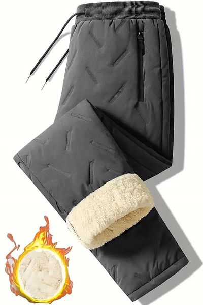 GHASSY CO. Ghassy Co. Unisex διπλής στρώσης εξαιρετικά θερμικό νερό και αντιανεμικό παντελόνι ποδηλάτου σκι με γούνα εσωτερικά