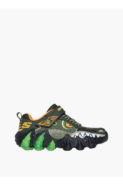 SKECHERS حذاء رياضي مضيء بتفاصيل شعار للأولاد مع إغلاق بخطاف وحلقة - SKECH O SAURUS LIGHTS 2.0