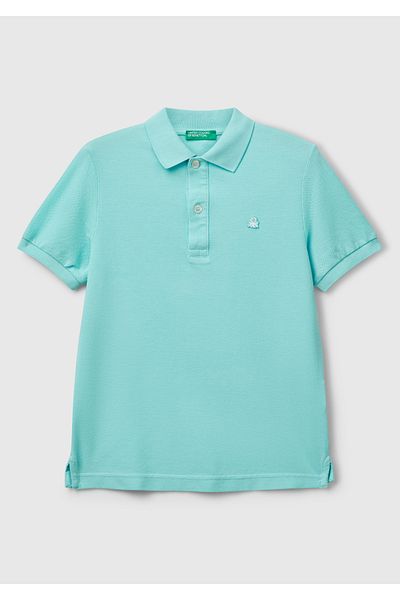 United Colors of Benetton Μπλουζάκι Pique Polo Boy's Water Green Logo