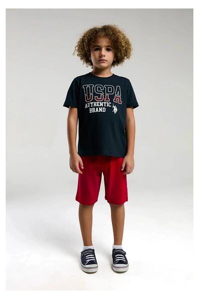 U.S. Polo Assn. US POLO - Set de pijamale pentru copii din bumbac scris