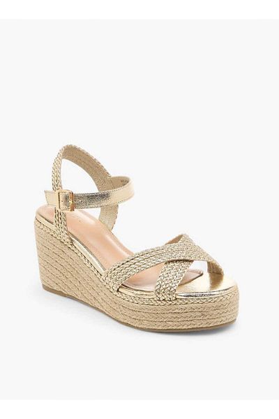 Celeste Women's Cross Strap Sandals with Buckle Closure and Wedge Heels