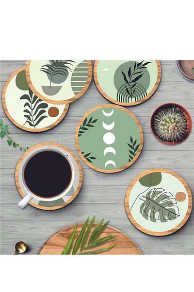 fabriflow exclusive Stylish Modern Patterned Flowers 6 Coaster