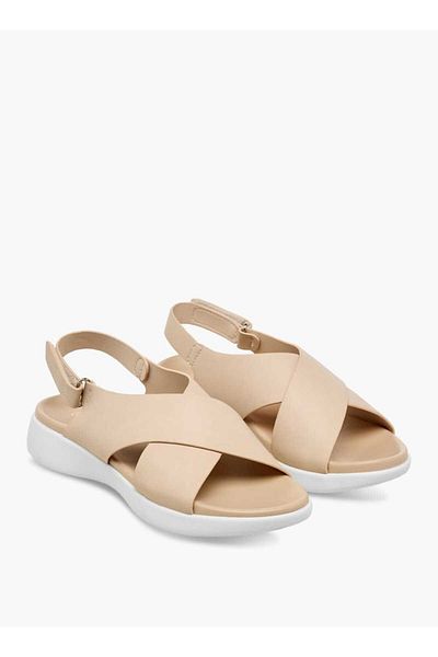 Le Confort Solid Cross Strap Sandals with Hook and Loop Closure