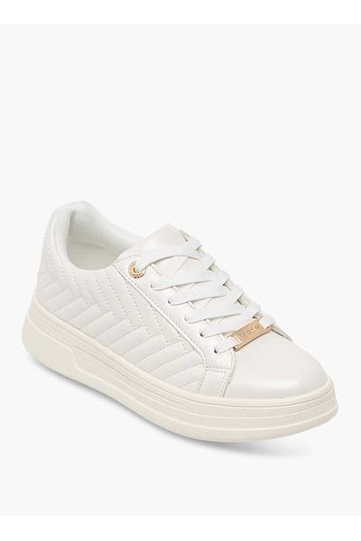 Paprika Quilted Metallic Sneakers with Lace-Up Closure