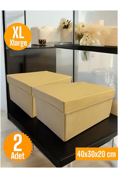 Balkan Room 2 Pieces Flip Lid Cabinet Organizer Box Multi-Purpose Storage Box Xlarge 40X30X20 cm