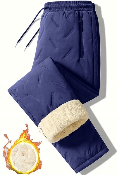 GHASSY CO. Ghassy Co. Unisex διπλής στρώσης εξαιρετικά θερμικό νερό και αντιανεμικό παντελόνι ποδηλάτου σκι με γούνα εσωτερικά