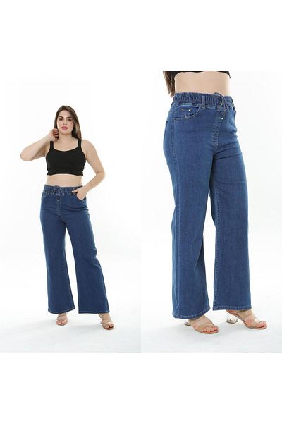SERRAXXL Palazzo Wide Leg Plus Size Jeans Denim Trousers