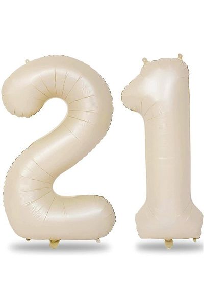 BeySüS Cream Beige 21 Number Foil Balloon 80 cm