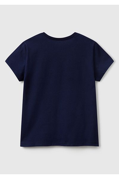 United Colors of Benetton Μπλουζάκι με στάμπα με λογότυπο για κορίτσια Navy Blue Glitter