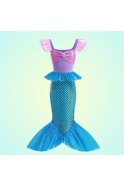 darko Taşlı Balık Kuyruğu Kız Çocuk Deniz Kızı Tütü Etek Parlak Mor Konsept E...