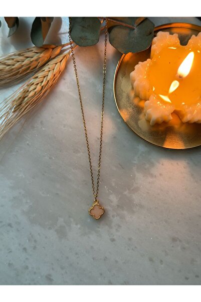 MİOSA 316L Kararmaz Çelik Mineli Mini Yonca Kolye