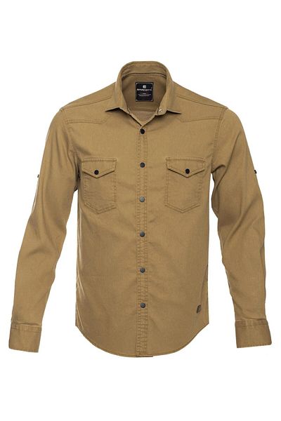 tambattal Το Lycra Plus Size Denim πουκάμισο με μακρύ μανίκι Camel είναι κατάλληλο για 120kg-190kg