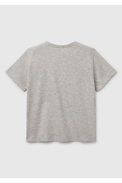 United Colors of Benetton Boy's Gray Melange Benetton Logo Printed T-Shirt