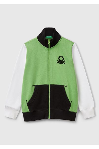 United Colors of Benetton Boy's Pistachio Green Mix Logo Sweatshirt