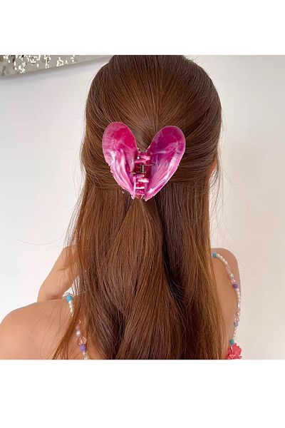 CAŞ DEKORASYON Pink Color Heart Detailed Bone Peg Buckle