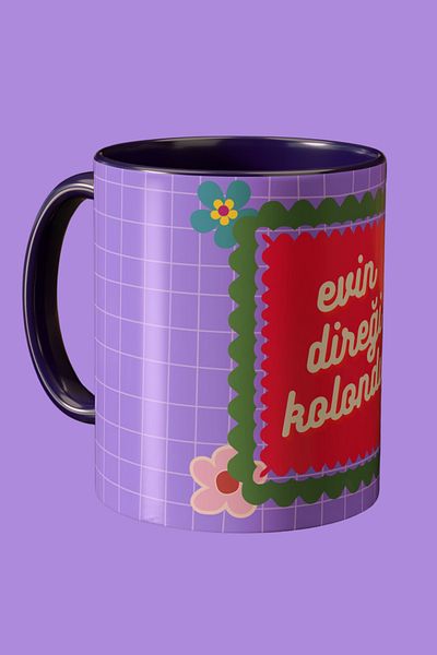 Midas Design The Pillar of the House is the Column Themed Porcelain Design Purple Mug