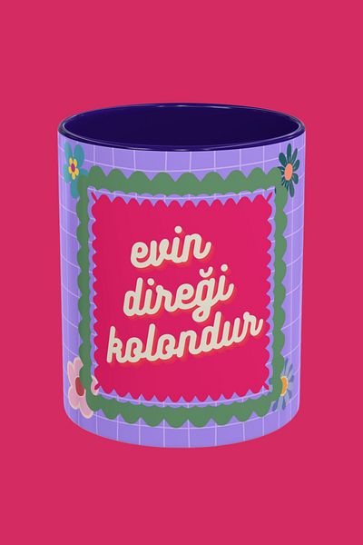 Midas Design The Pillar of the House is the Column Themed Porcelain Design Purple Mug