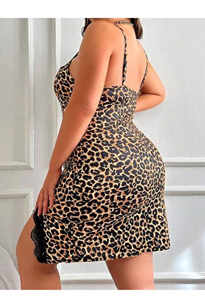 MİSS MELLY ΝΥΧΤΕΡΙΝΗ ΡΟΥΧΑ ΜΕΓΑΛΟΥ ΜΕΓΕΘΟΥΣ (2XL-3XL-4XL) ΜΕ ΛΕΟΠΑΡ ΣΧΕΔΙΟ ΚΑΙ ΛΕΠΤΟΜΕΡΗ ΣΚΙΣΗ