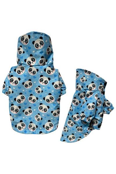 GedyCo Blue Panda Small Breed Dog Raincoat with Fleece