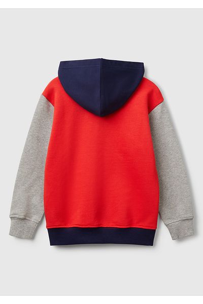 United Colors of Benetton Суитшърт с качулка и лого на Benetton с кенгуров джоб в червено и микс от момче