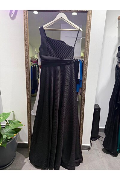 Kupa Kızı Mar de Moda Tek Omuz Tafta Tül Uzun Eteği Kabarık Kadın Abiye Elbise