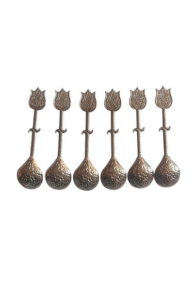onyyapim Vintage 6-Piece Tulip Shape Gold Purple Stone Tea Coffee Jam Spice Spoon