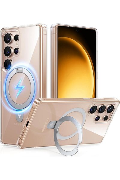 TORRAS جراب حامل مغناطيسي لهاتف Samsung S25 Ultra، متوافق مع MagSafe، مقاوم للصدمات، نحيف، شفاف