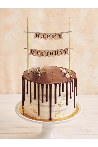 parti pera Kraft Happy Birthday Pasta Süsü Doğum Günü Pasta Süsü