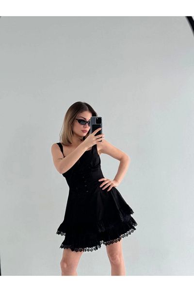 İpeksi Silky Mini Sling Dress - Black