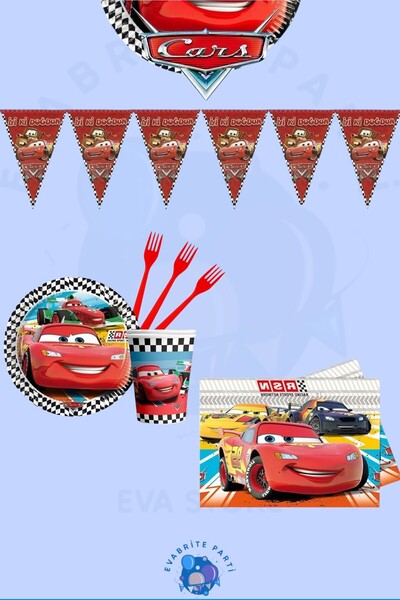 Evabrite Cars Cars Lightning Mgueen Οικονομικό Σετ 16 Ατόμων Σετ προμηθειών γ...