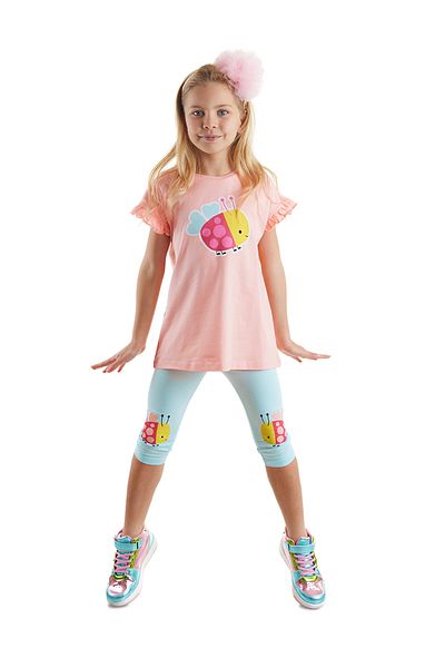 Denokids Sommer-Tunika-Leggings-Set für Mädchen mit Rüschen und Marienkäfer
