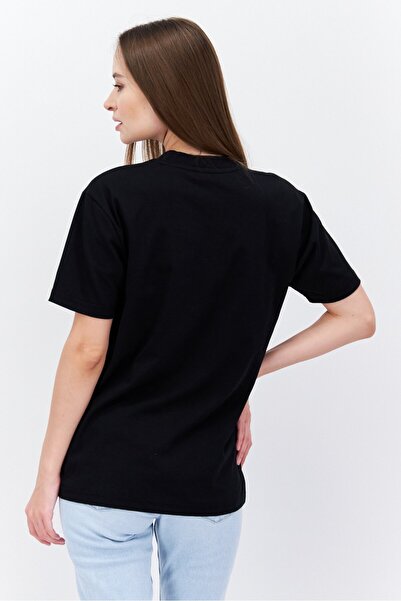 Esprit Women Crew Neck Short Sleeve Brand Logo T-Shirt, Black