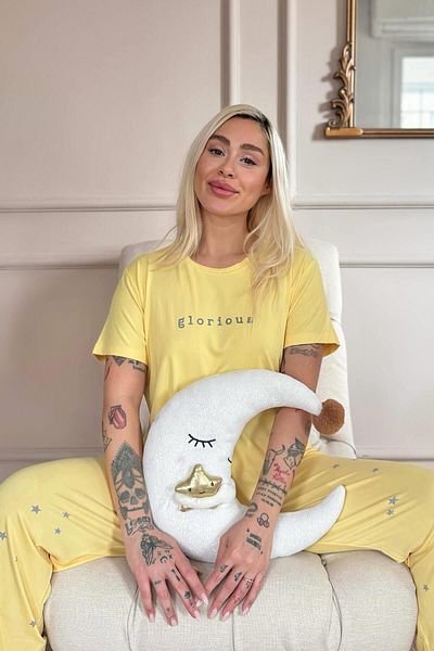 Pijamaevi Yellow Glorious Print Bamboo Short-Sleeve Women's Pajamas Set