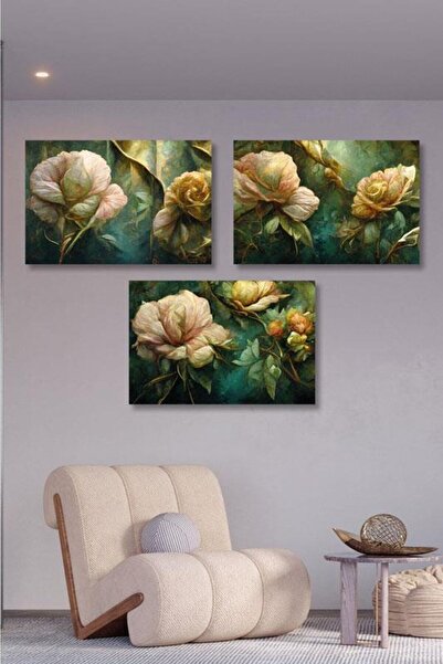 Victor Vallery 3'lü Set Magical Flowers Kanvas Tablo