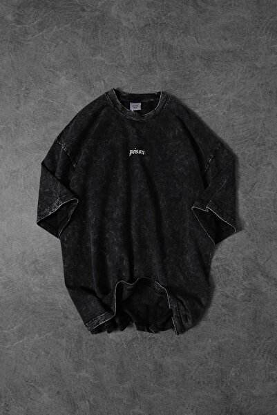 Slatra Men's Anthracite Viper Special Washed Fabric Oversize Tshirt
