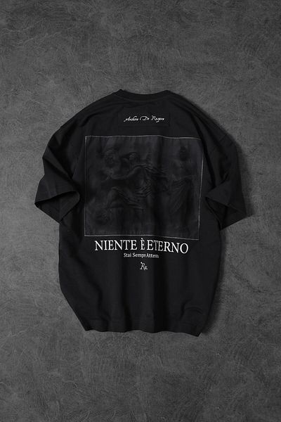 Slatra تيشيرت رجالي كبير الحجم مطبوع عليه Smoked Niente Eterno