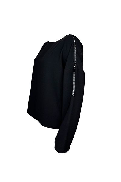 KAMEYA Black Blouse with Piping Detail