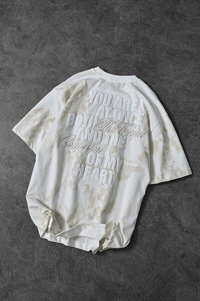 Slatra Ανδρικό μπλουζάκι Oversize με κέντημα White Of My Heart