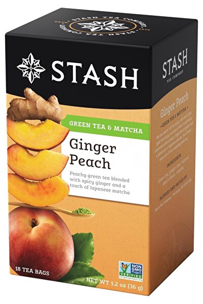 STASH شاي أخضر، زنجبيل وخوخ وماتشا، 18 كيسًا
