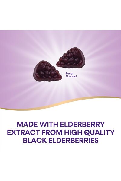 Nature's Way Sambucus Elderberry Immune Gummies for Kids, Black Elderberry, Vitamin C, Zinc, 60 Gummies