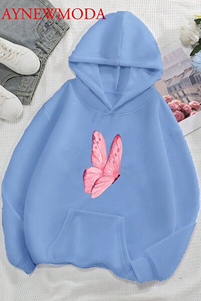 LORVANIY سترة للجنسين - مطبوعة رقميًا على شكل فراشة وردية، كبيرة الحجم، بغطاء...