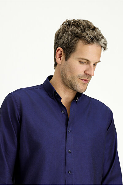 Kiğılı Μακρυμάνικο κανονική εφαρμογή Αθλητικό πουκάμισο Oxford με βαμβακερό γιακά με κουμπιά