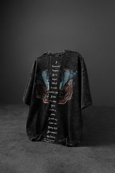 Slatra Ανδρικό μπλουζάκι από ύφασμα Anthracite Viper Special Washed Oversize