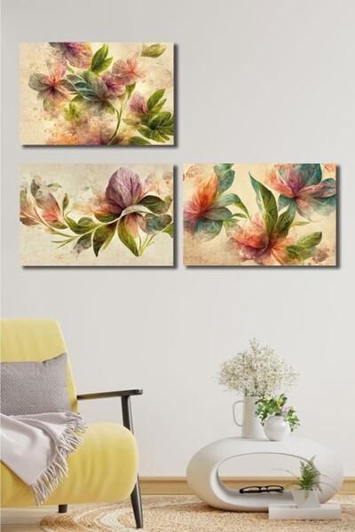 Victor Vallery 3'lü Set Carnelian Kanvas Tablo