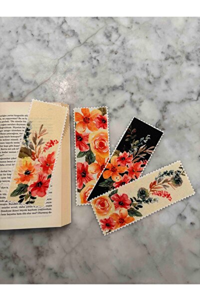 pamukcanta علامة مرجعية قابلة للغسل من القماش بتصميم زهرة (عبوة من 4 قطع)