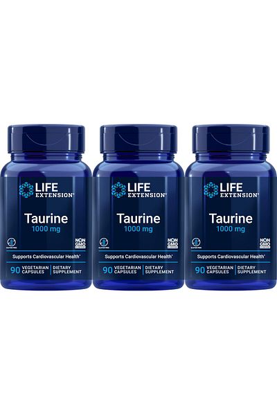 Life Extension Taurine 1,000 mg, 90 Vegetarian Capsules (Pack of 3)