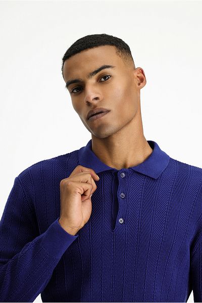 Kiğılı Polo Neck Slim Fit Slim Fit Patterned Cotton Knitwear Sweater