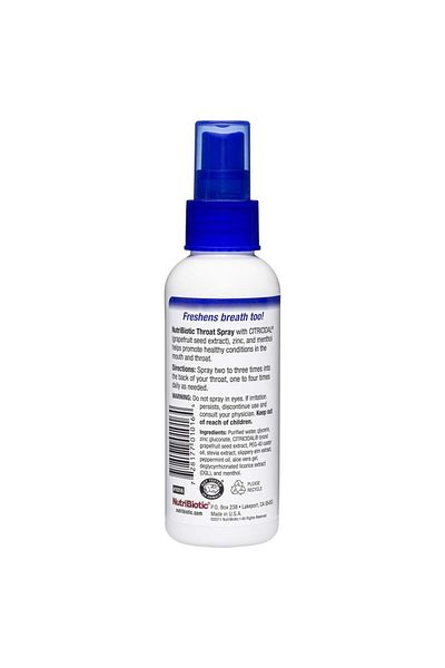 nutribiotic Throat Spray with GSE, 4 Fl. Oz | Sore Throat Relief, Grapefruit Seed Extract, Zinc, Menthol